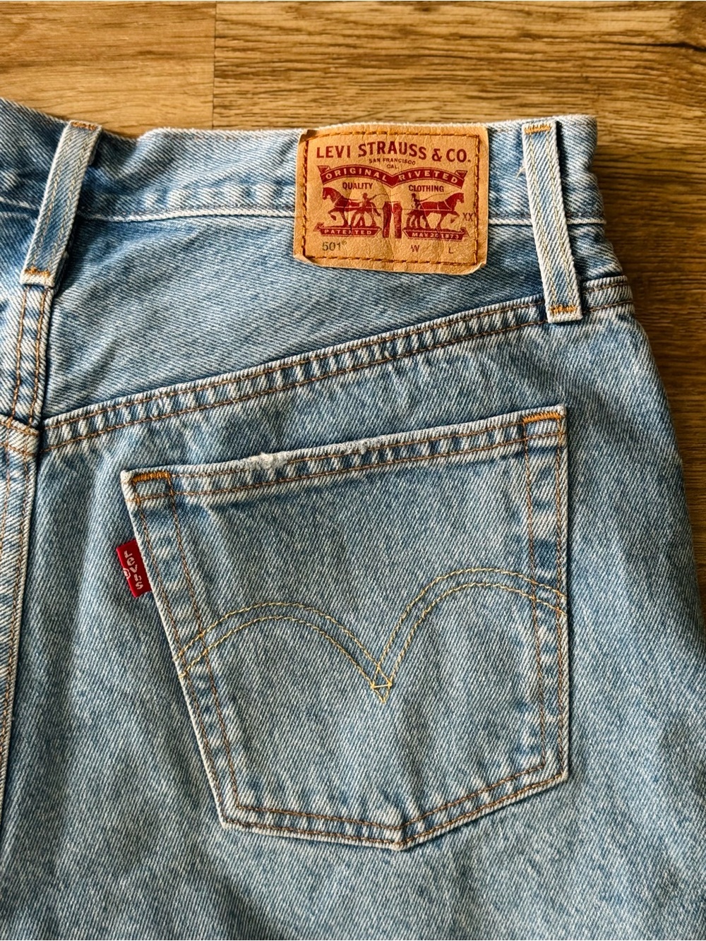 Levi's Light Blue Distressed Denim Shorts - Picture 5 of 8